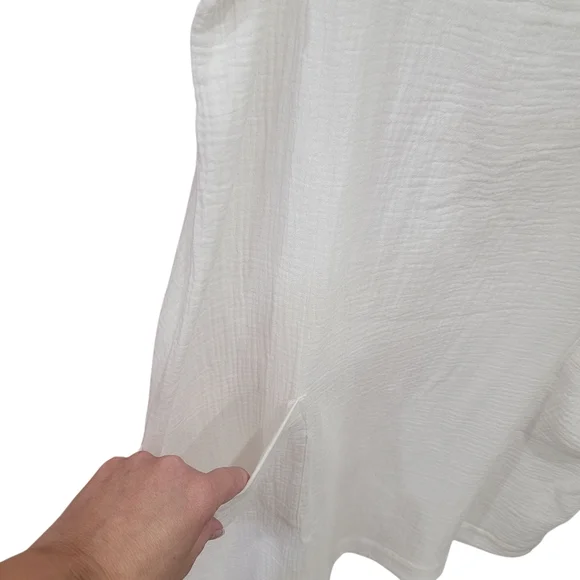 Aimee Kestenberg White Gauzy Waffle-knit Loungewear Cover-up Dress Women’s L - Picture 6 of 16